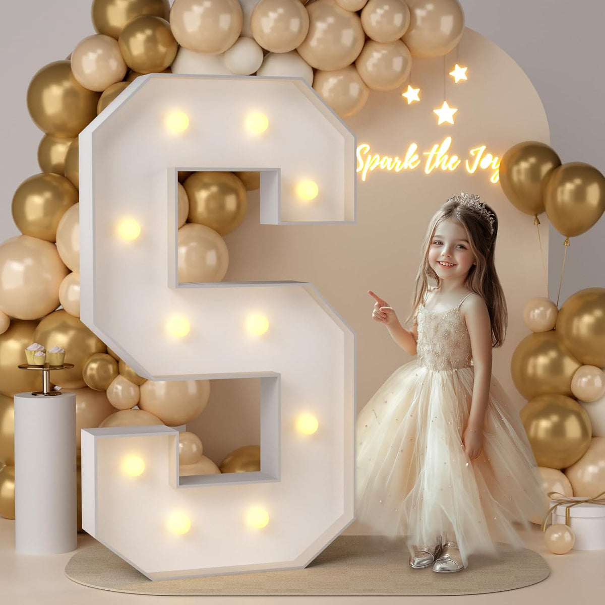 JoyMuse 4FT Marquee Light Up Letters, Large Marquee Letters 4 Feet Tall, Gold, Foam Board, LED