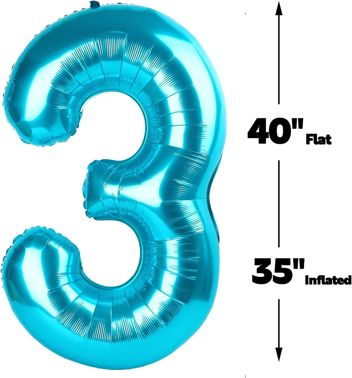 Large 40 Inch Blue 3 Number Balloon, 3 13 23 30 33 36 38 Blue Birthday Party Decorations, Numbers