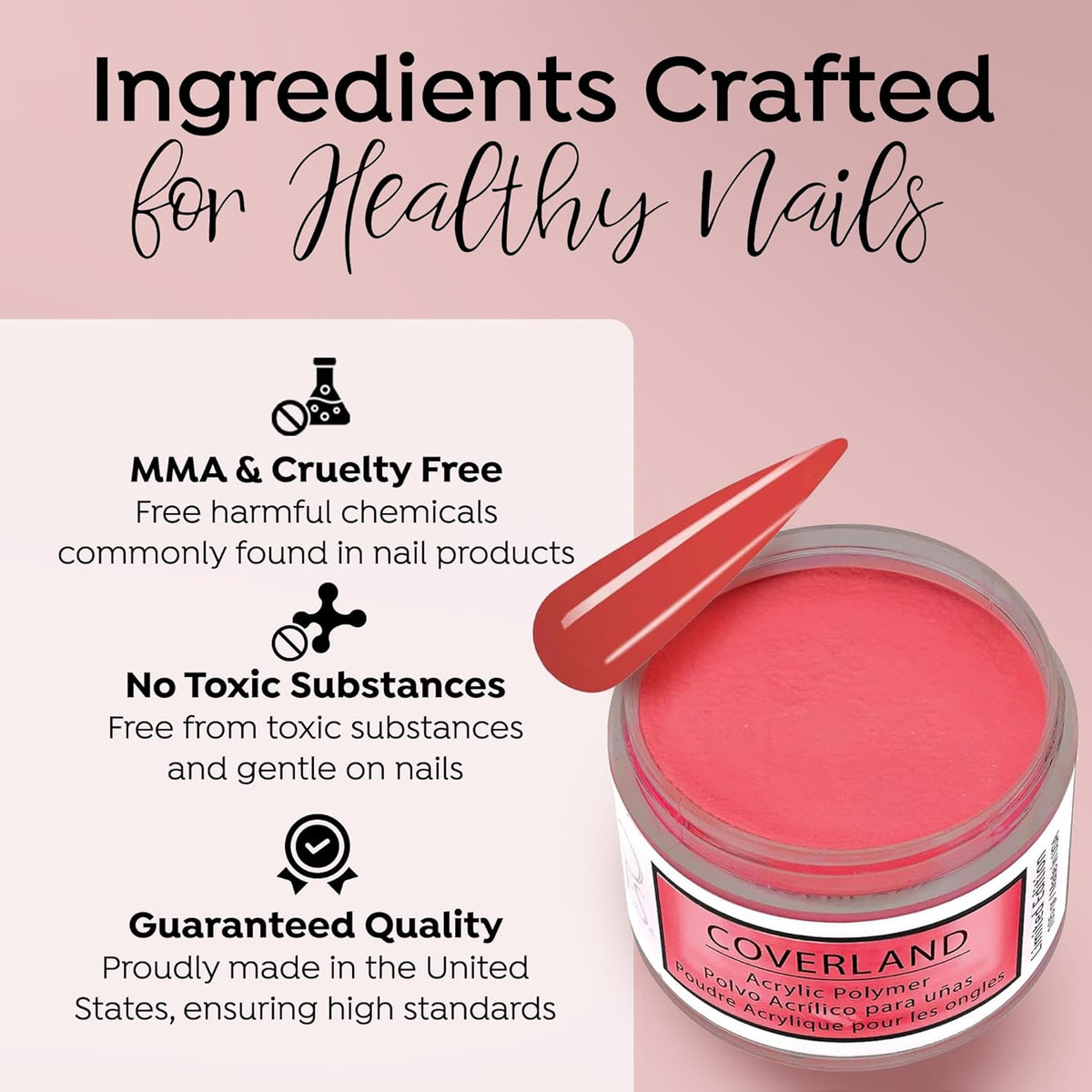 Tones Coverland Acrylic Nail Powder "Hibiscus Flame" - Limited Edition Acrylic Powder for Nail