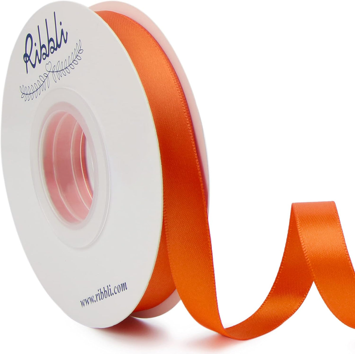 Ribbli Torrid Orange Double Faced Satin Ribbon,1/2 Inch x Continuous 25 Yards,Use for Craft Bows
