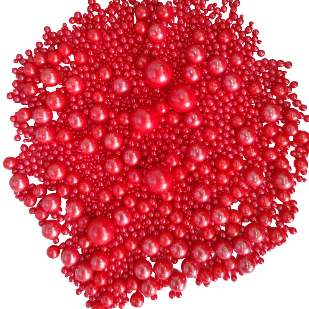 Edible Red Sugar Pearls Candy Sprinkles 120G/ 4.23Ounce Baking Cake Sprinkles Cupcake and Cake