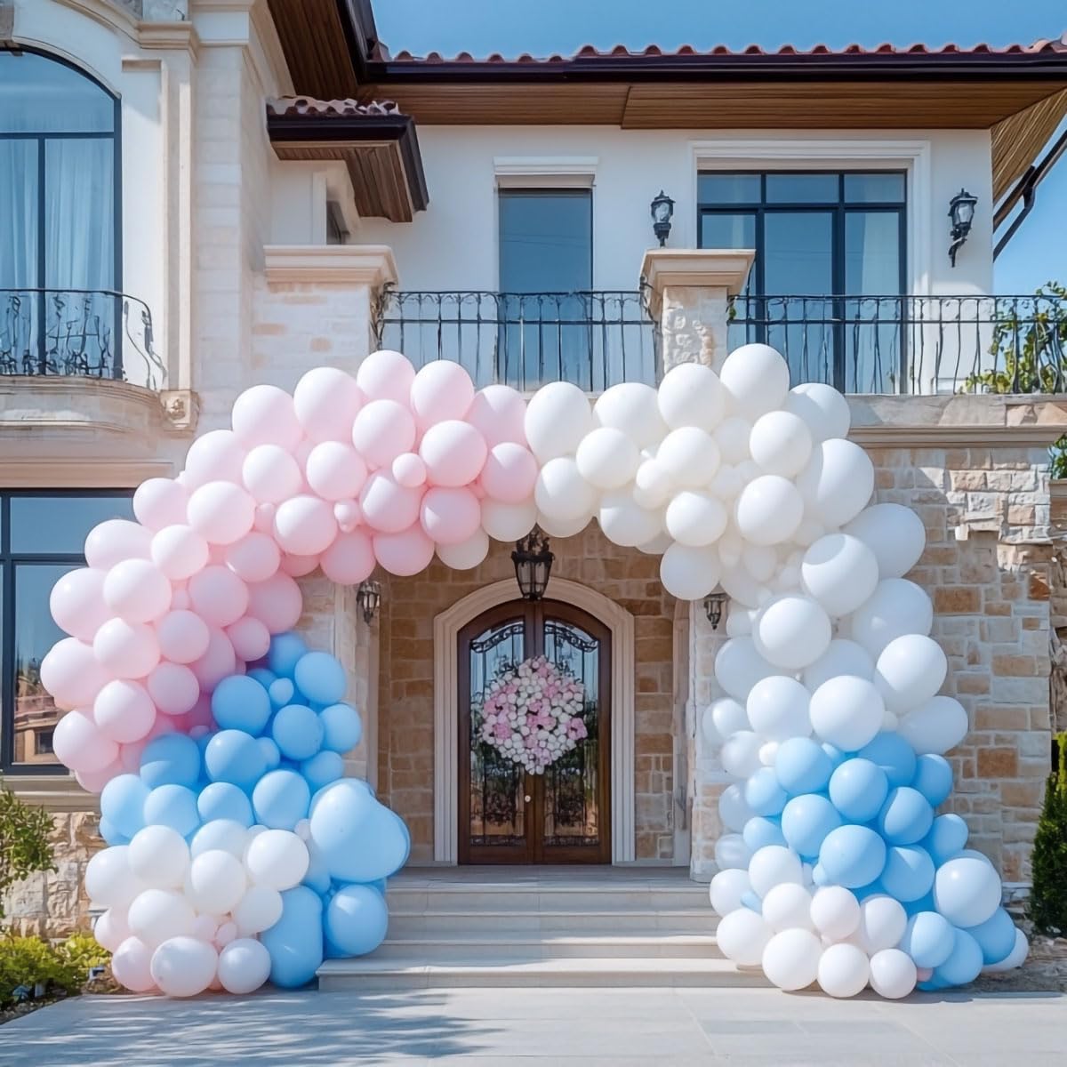 300 Pack White Pink and Blue Balloons 100 of each of the 3 colors 12 inch White Light Pink Light