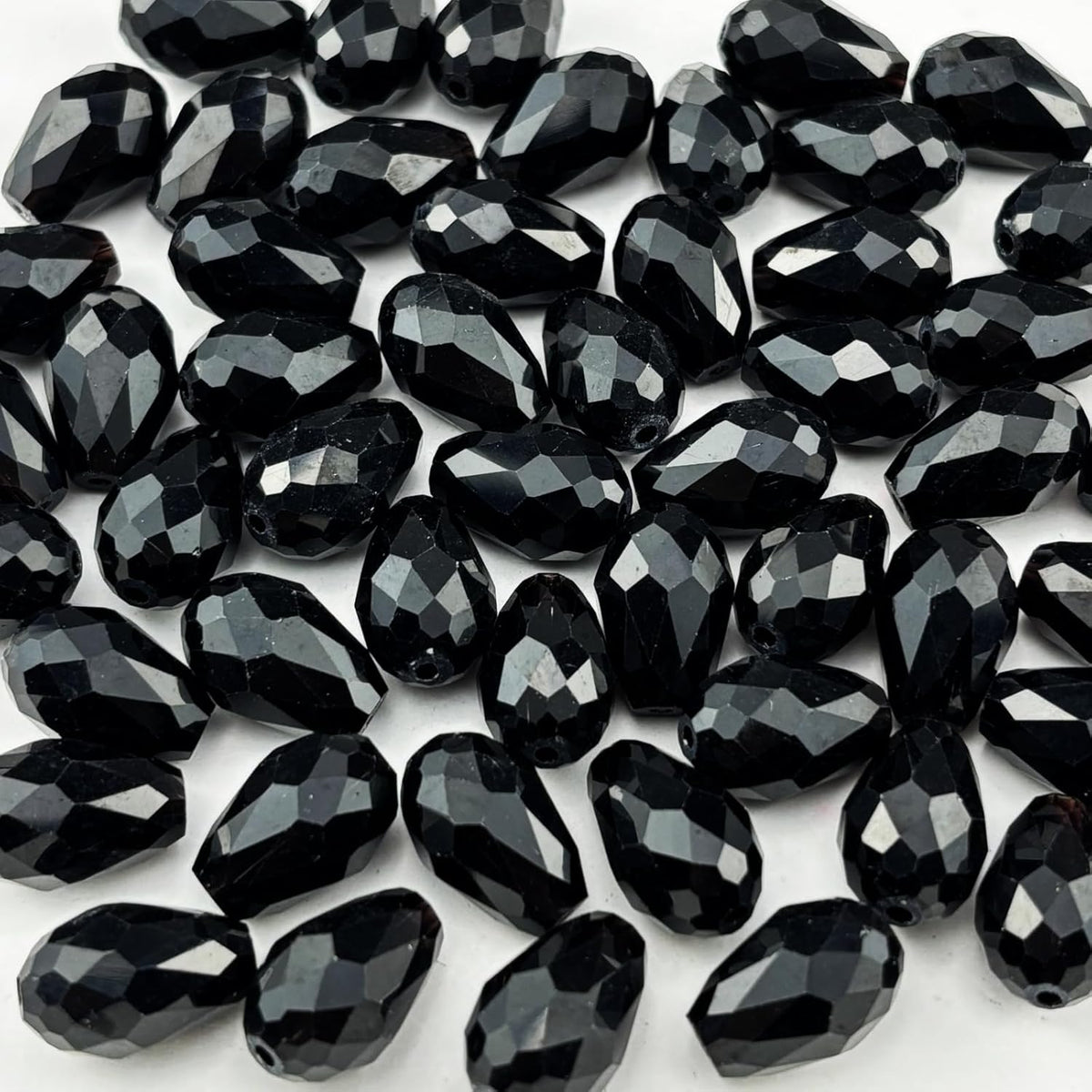 100pcs 8x12mm Teardrop Crystal Glass Beads for Jewelry Making, Faceted Vertical Hole Teardrop Glass
