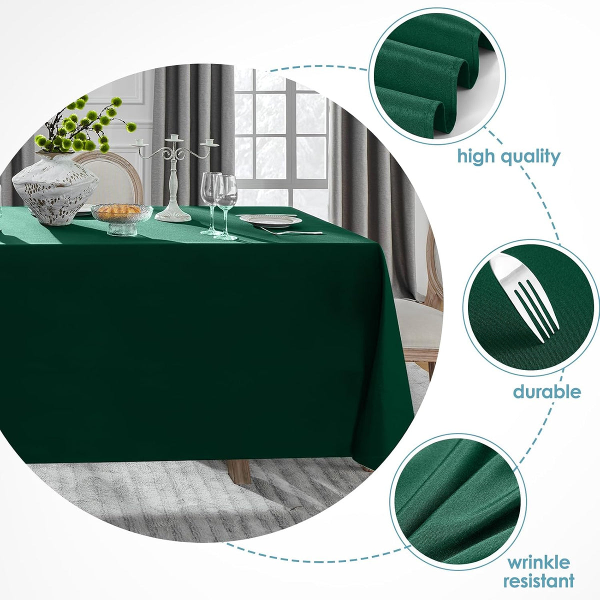 VidaFete 2 Pack 90 * 132inch Rectangle Table Cloth Polyester, Stain Wrinkle Resistant Polyester