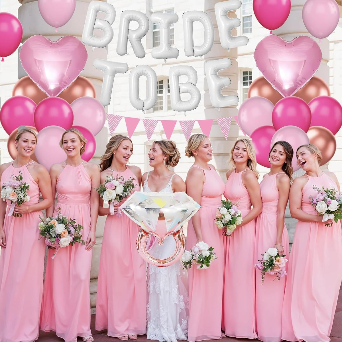 Pink White Bachelorette Party Decorations, White Bride To Be Bridal Shower Balloons Decorations