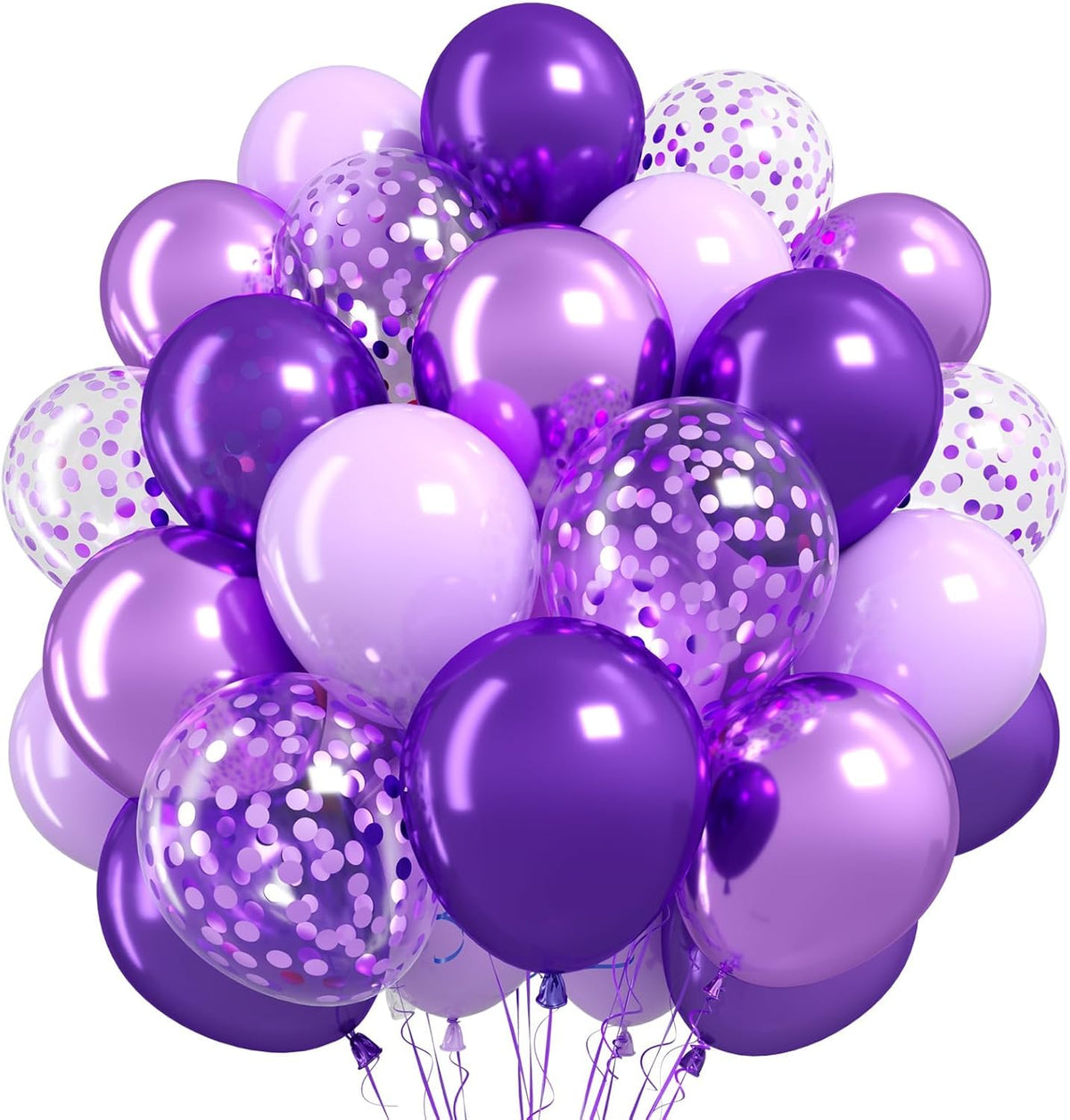 Purple Balloons,50Pcs 12 Inch Metallic Lavender Black Purple Confetti for Princess Girl Birthday