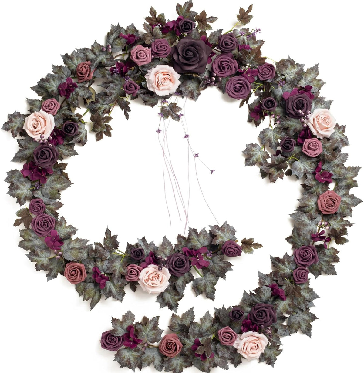 Ling's Moment 9FT Flower Garland for Backdrop Decorations - Wedding Arch Flowers, Eucalyptus &