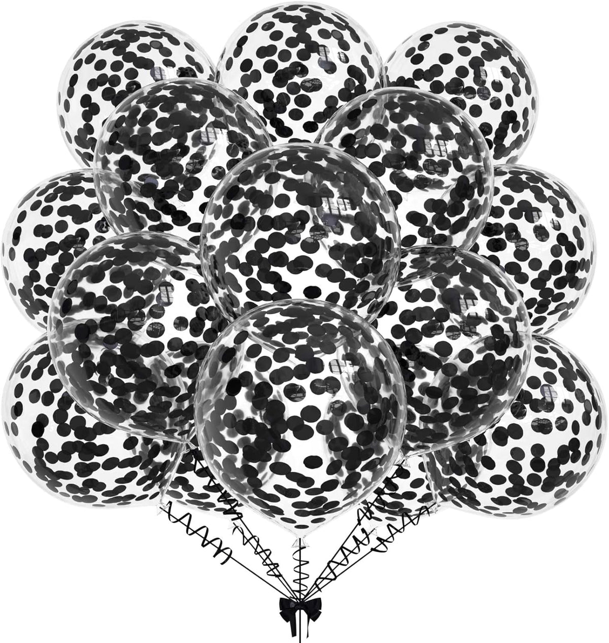 50pcs Black Foil Confetti Balloons,12 inch Latex Balloon with Black Confetti Inside for Birthday