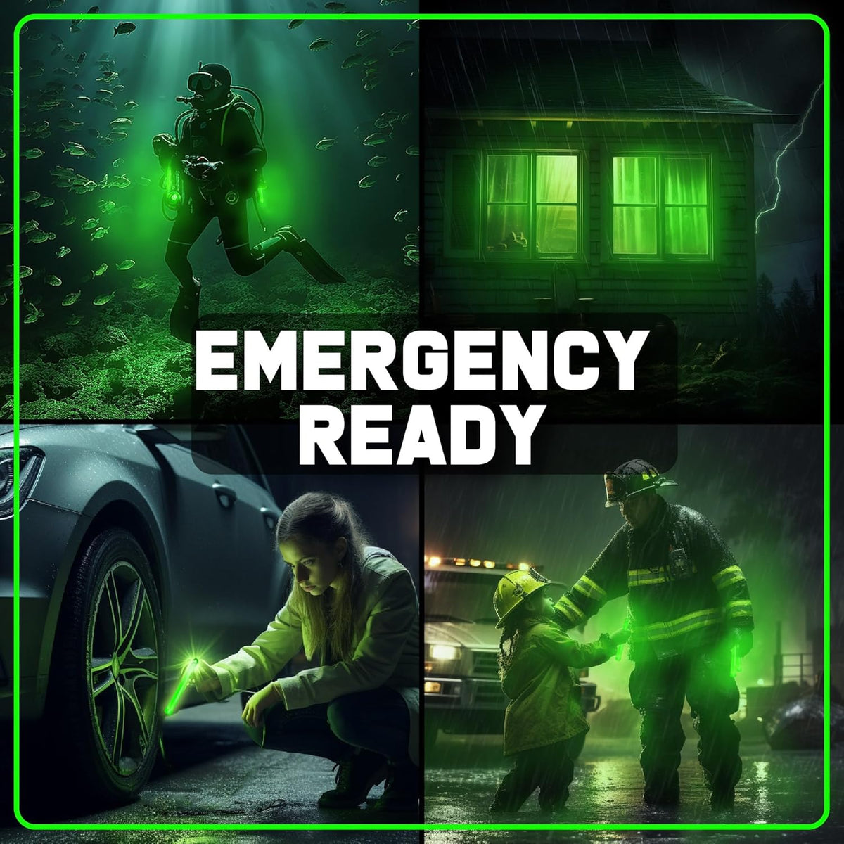 PartySticks Green Glow Sticks Emergency Chem Lights (6", 25 Pack) Military Grade 12 Hour Bulk