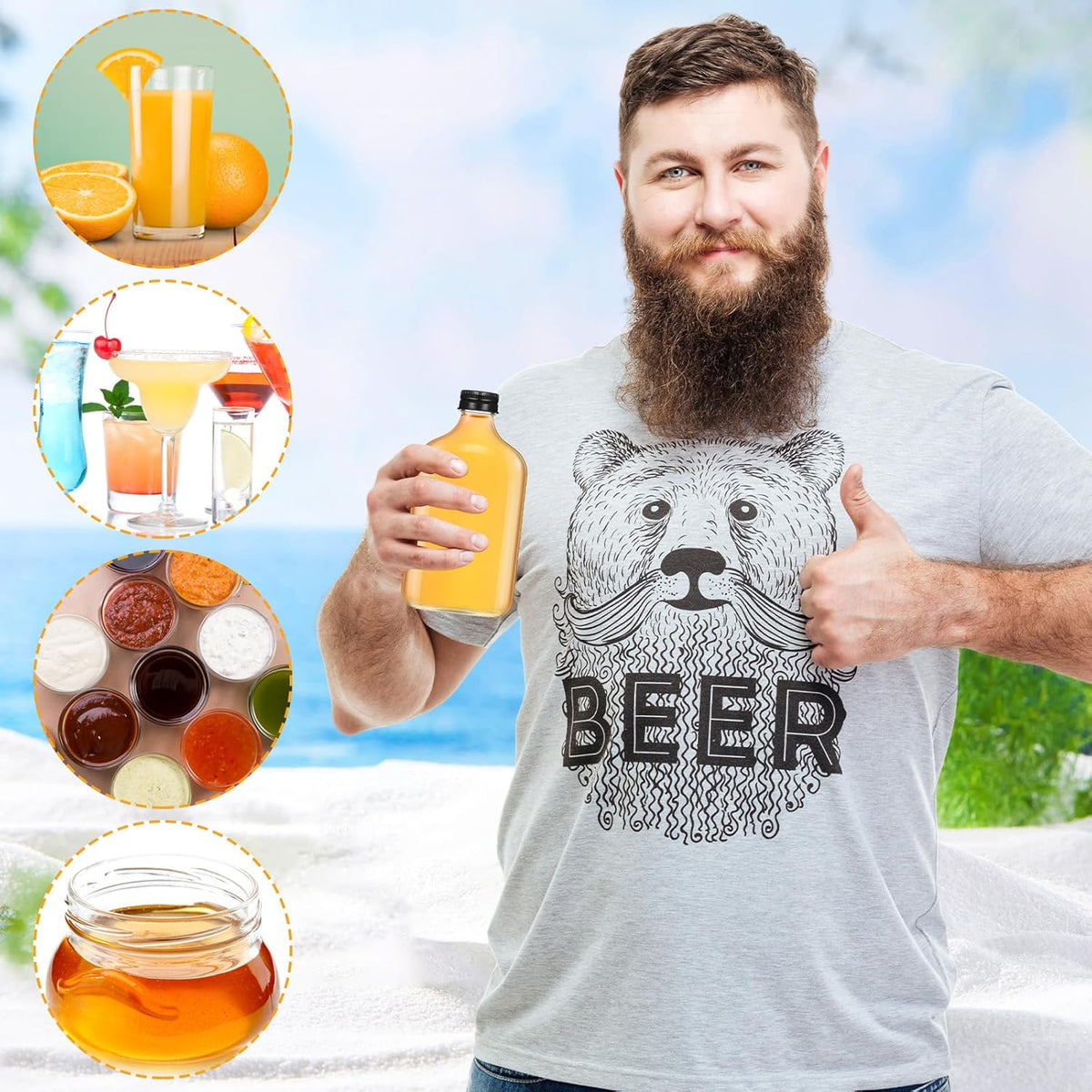 Gejoy 24 Pcs Mini Liquor Bottles Reusable Glass Flask Bottles with Black Caps Clear Empty Alcohol