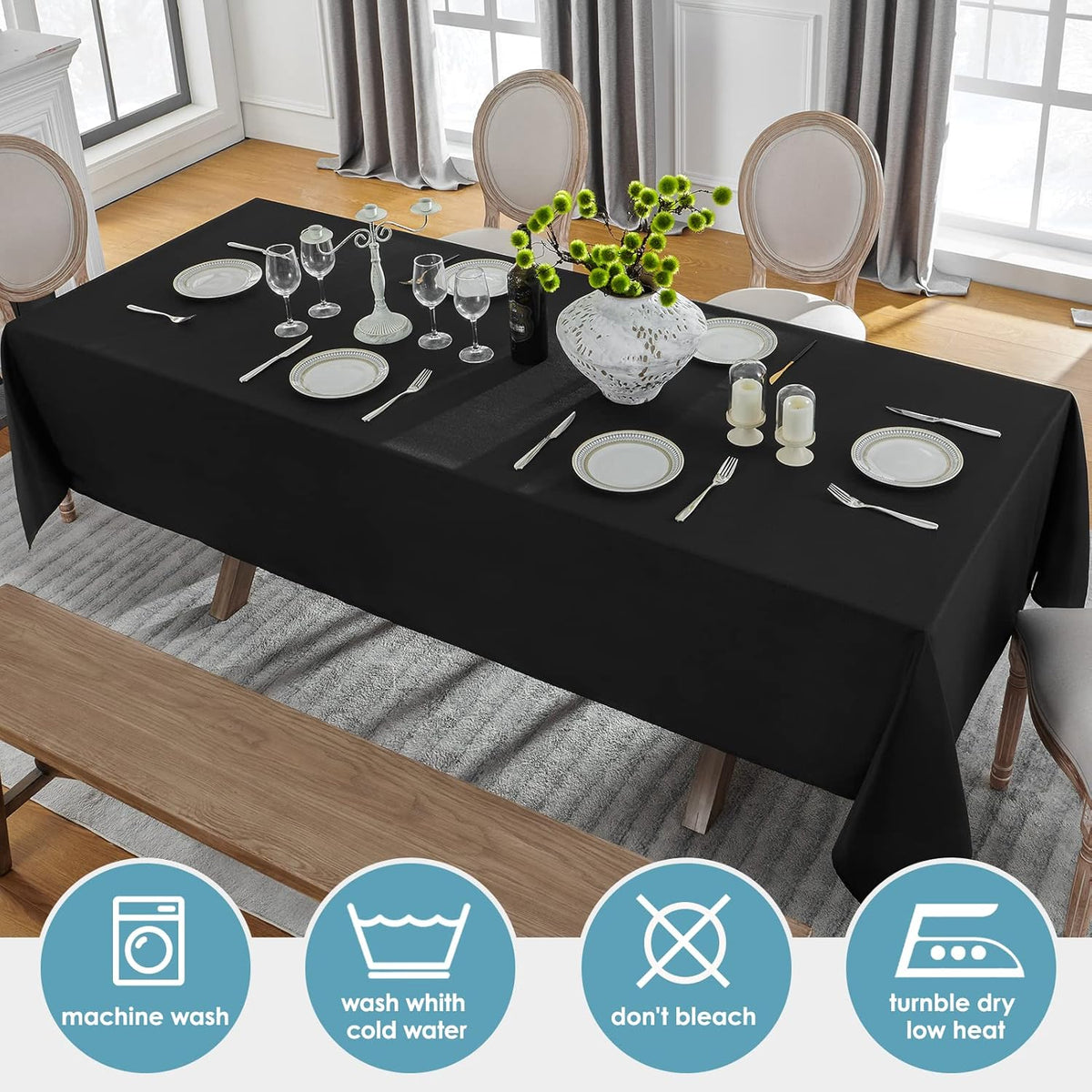 VidaFete Tablecloth 60 * 120inch 2pack Rectangle Table Cloth Polyester, Stain Wrinkle Resistant