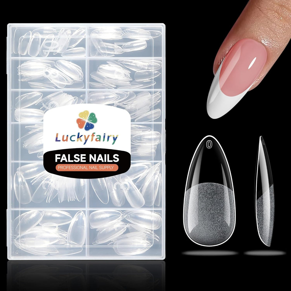 Medium Almond Nail Tips, 240pcs Soft Gel Pre-Filed Acrylic Almond Fake Nails, Half Matte Full Cover
