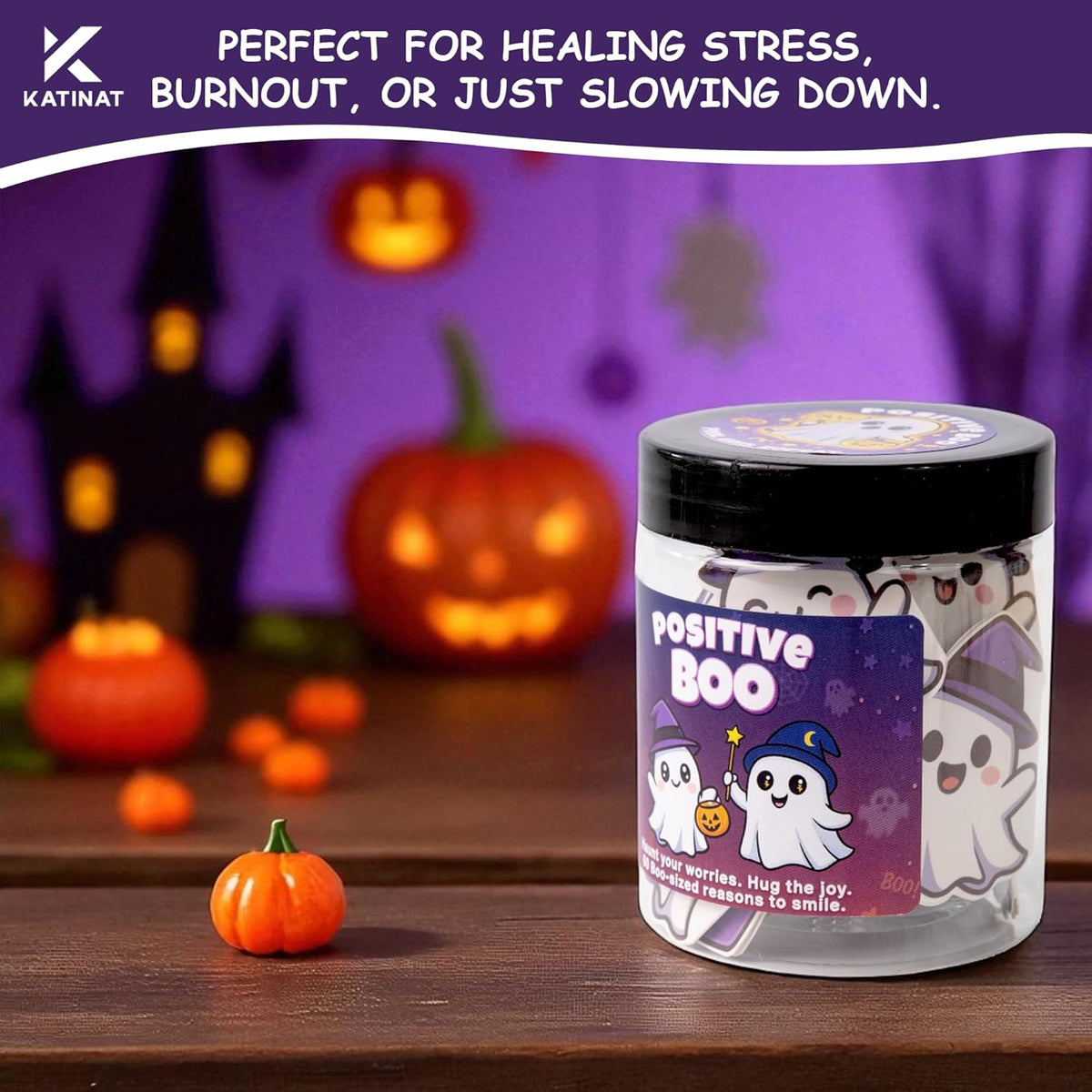 Positive Ghost Affirmation Jar – Emotional Support Ghosts Jar, Boo Basket Stuffers for Women