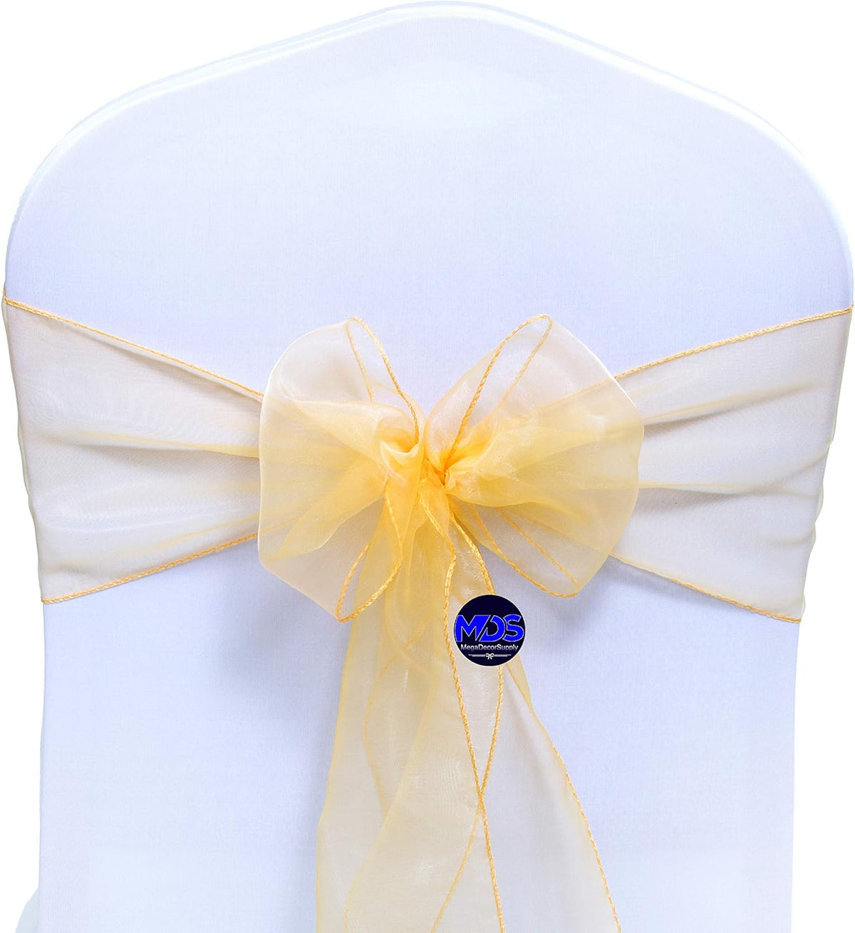 MDS Pack of 50 PCS Organza Chair Sashes Wider Dining Chair Bows Ribbon Tie Back for Wedding Party