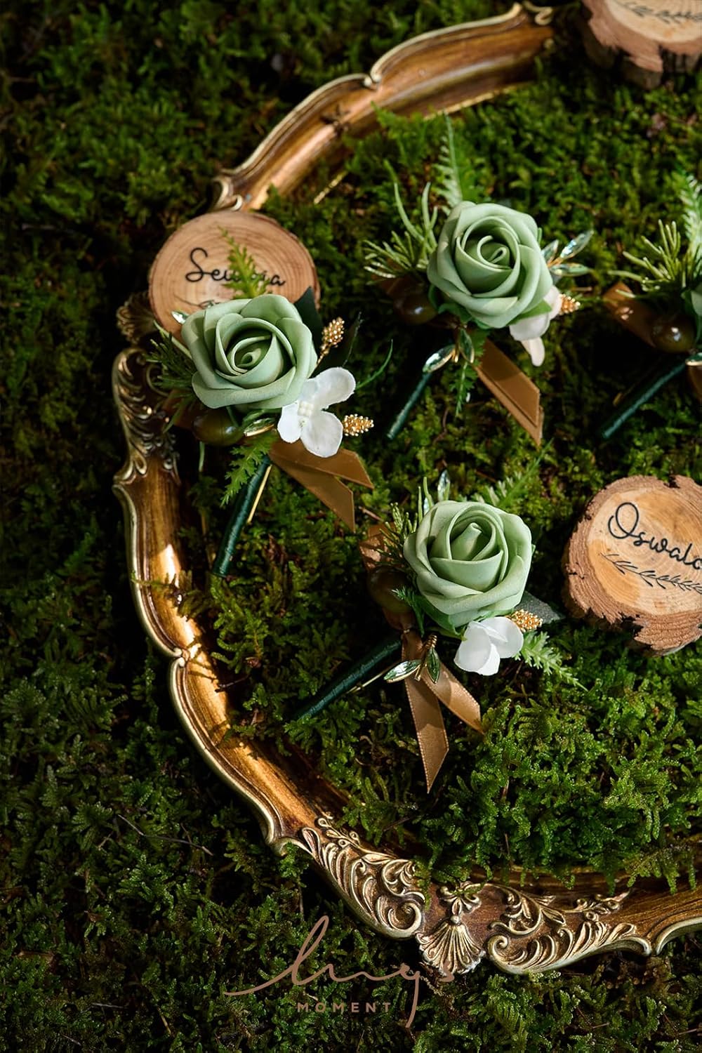 Ling's Moment Boutonniere for Men, 6pcs Groom Groomsmen Boutonniere, Artificial Flowers for Wedding