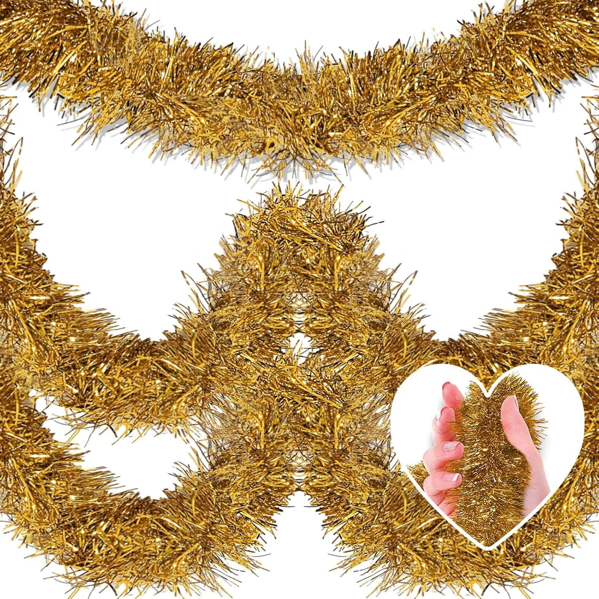 25 Feet Christmas Tinsel Garland, Metallic Twist Wall Hanging Backdrop for Parade Floats, Christmas