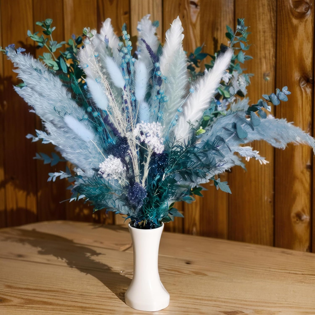 Pampas Grass Decor Dried Flowers with Blue Pampas Grass Boho Floral Arrangements for Home Office