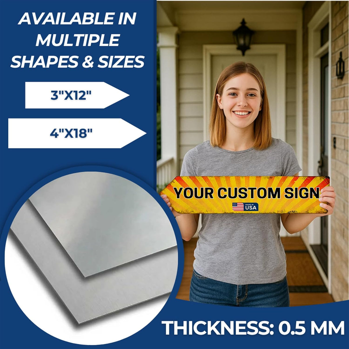 Custom Left Arrow Metal Sign by DC | Directional Signs for Indoor & Outdoor Use | Personalized