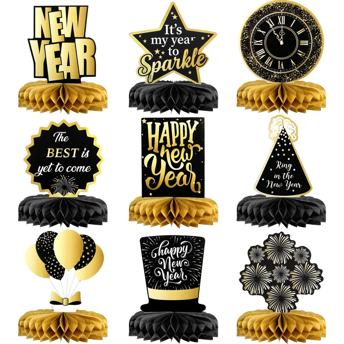 KatchOn New Years Centerpieces for Tables, Pack of 9