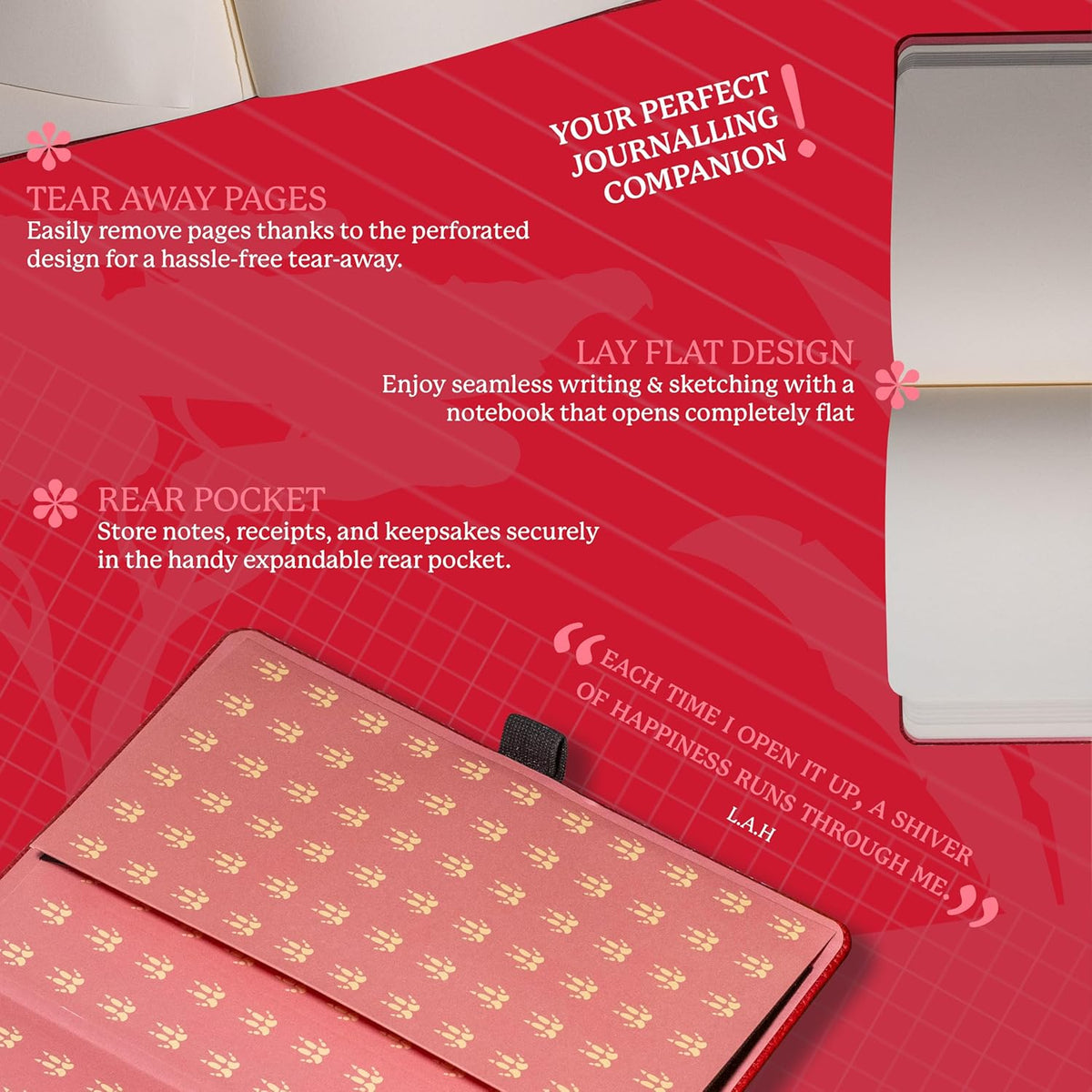 Dingbats* Wildlife Dotted Writing Journal Notebook A5 - Vegan Leather Hardcover - Ideal for Work