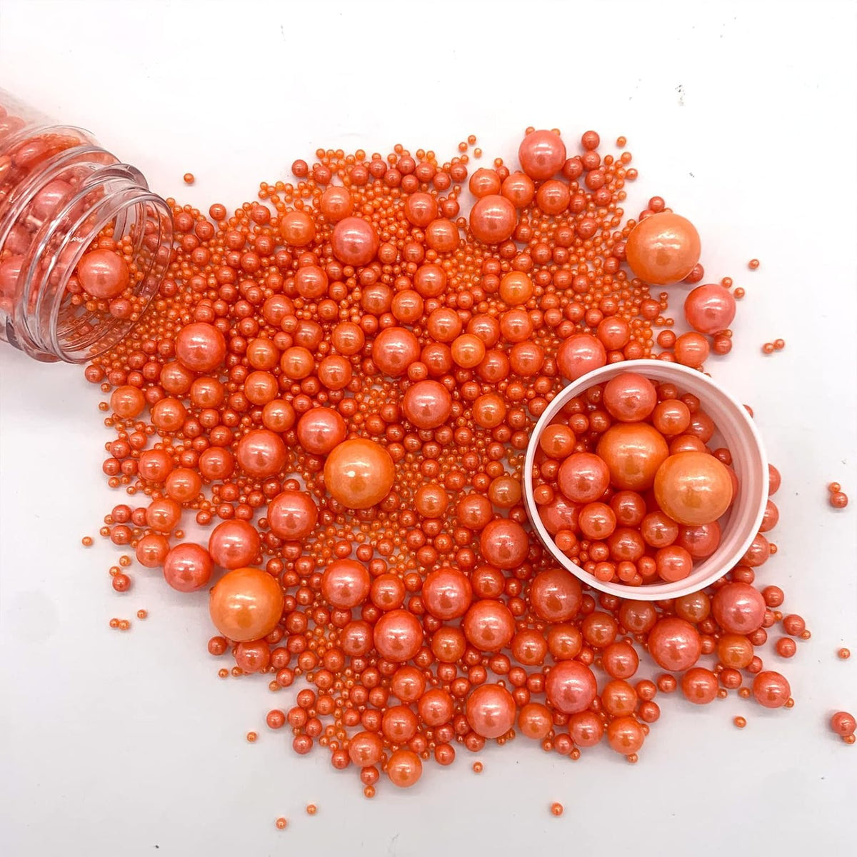 Weraru Edible Orange Pearl Sugar Sprinkles Candy Mixing Size Baking Edible Cake Decorations Cupcake