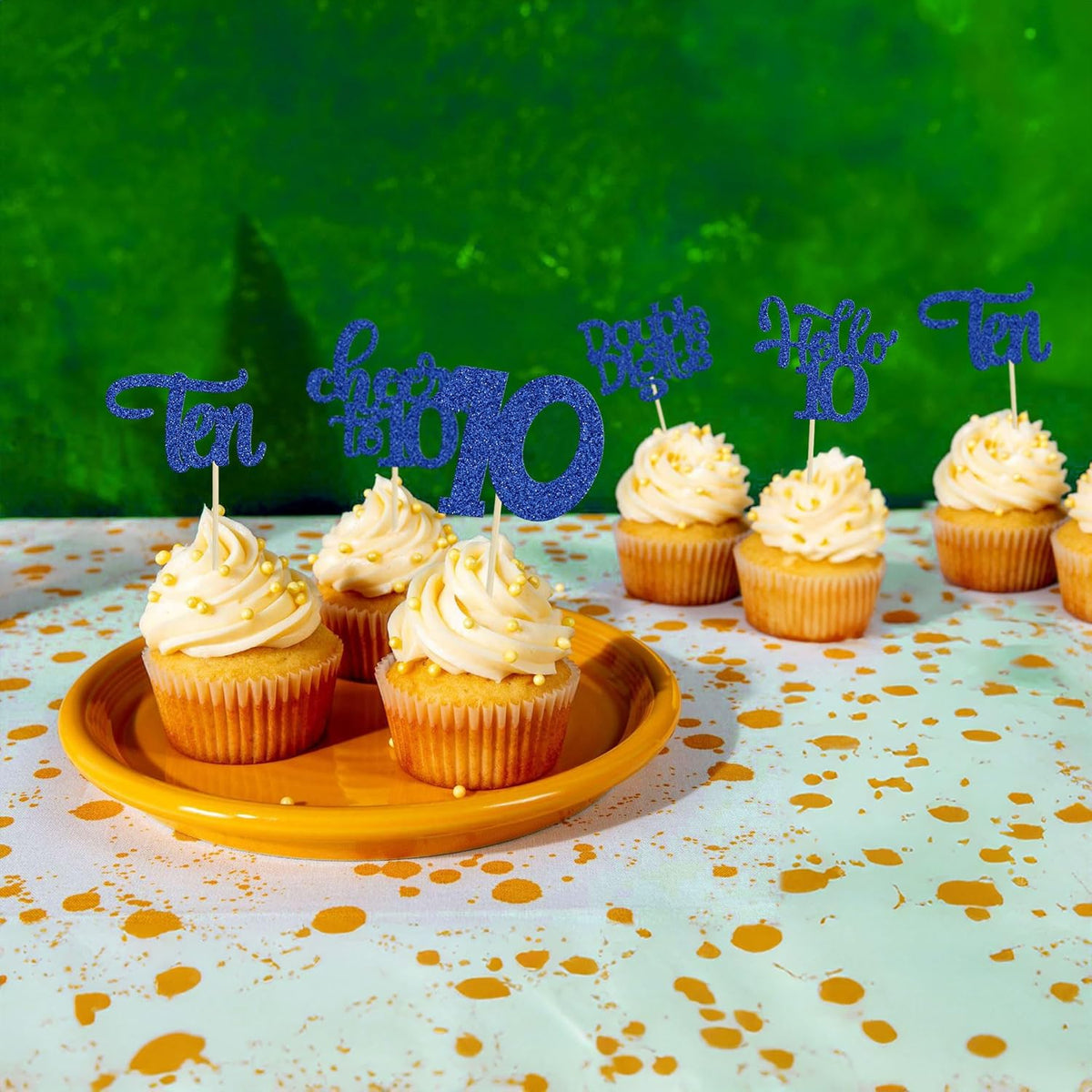 30Pcs 10th Birthday Cupcake Toppers Ten Double Hello 10 Cupcake Picks Cheers to 10 Years Old Cake