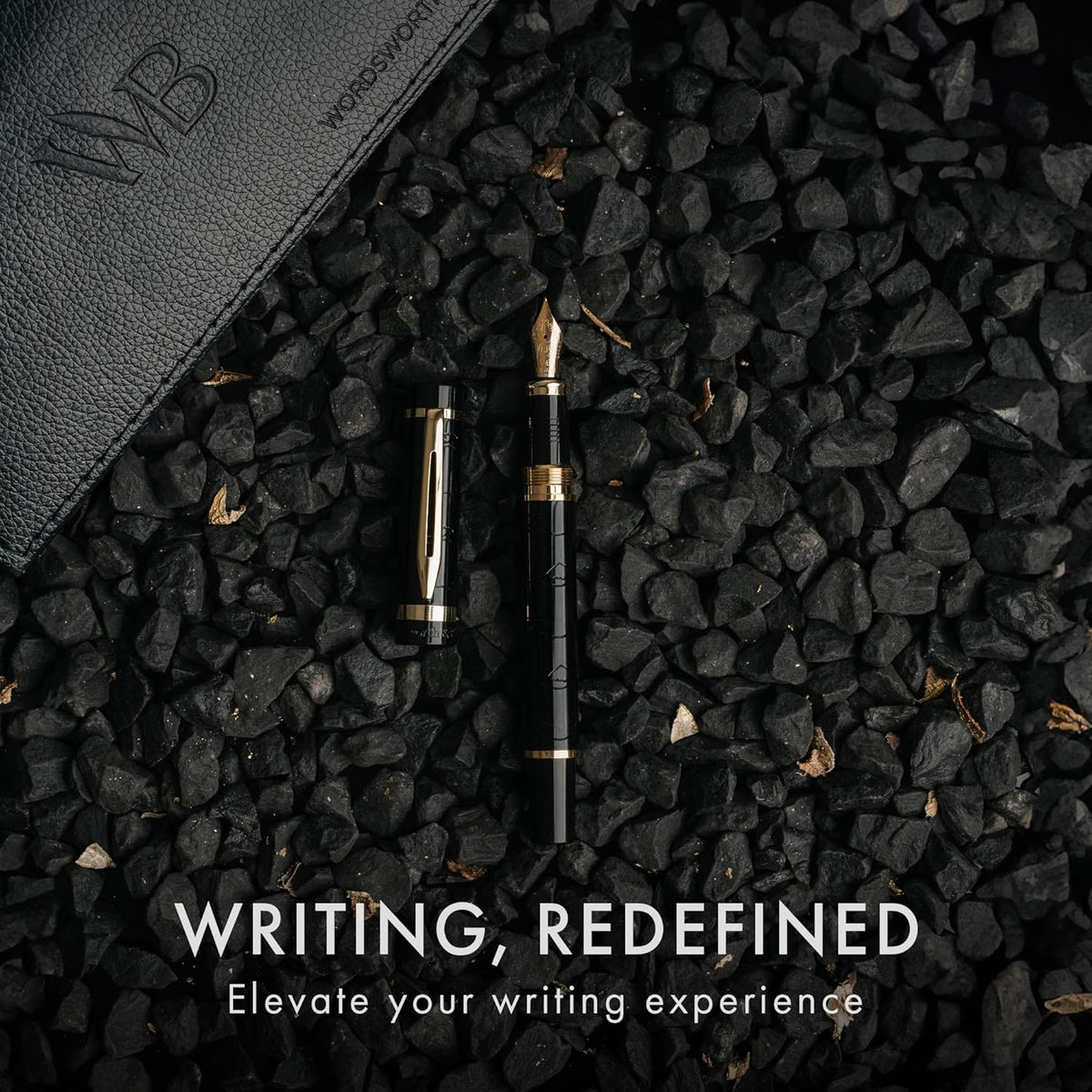 Wordsworth & Black Primori Fountain Pen Set [Black Gold]; Extra Fine Nib, Gift Case, 24 Ink