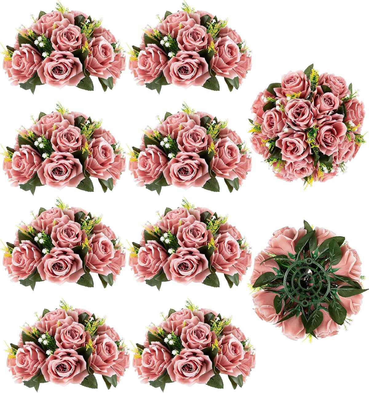 BLOSMON Flower Ball Centerpieces for Wedding: 10 Pcs Dusty Pink Fake Roses Flowers Artificial for