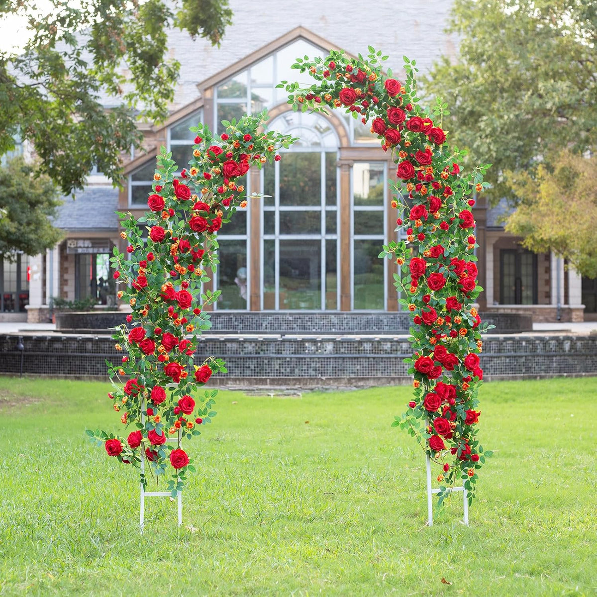 6FT Bendable Flower Garland, Artificial Rose Vine Hanging Floral Garland Decoration for Weding Home