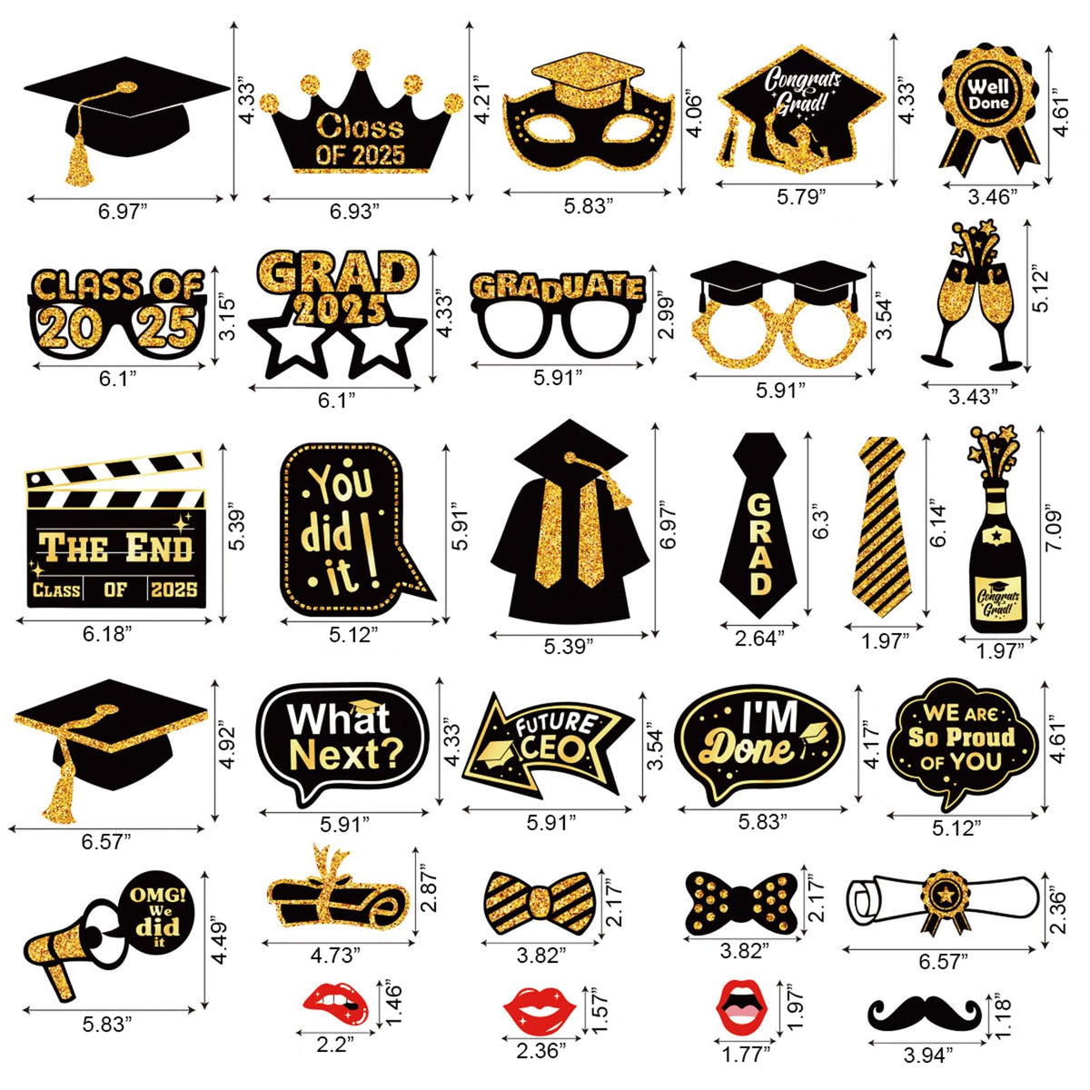 30Pcs Graduation Photo Booth Props Class of 2026 Graduation Decorations
