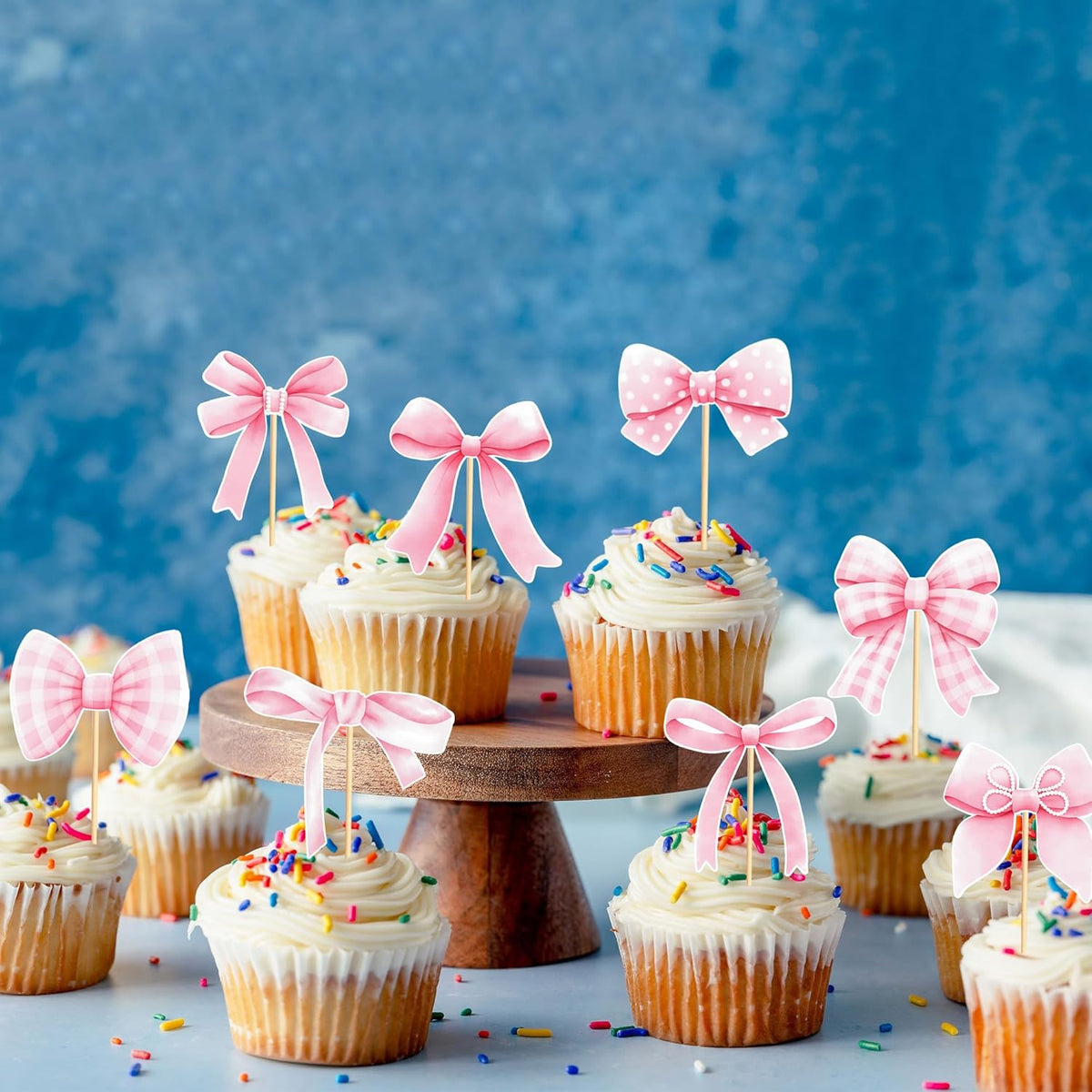 24pcs Coquette Bow Cupcake Toppers Pink Bow Coquette Birthday Cake Decorations for Bachelorette