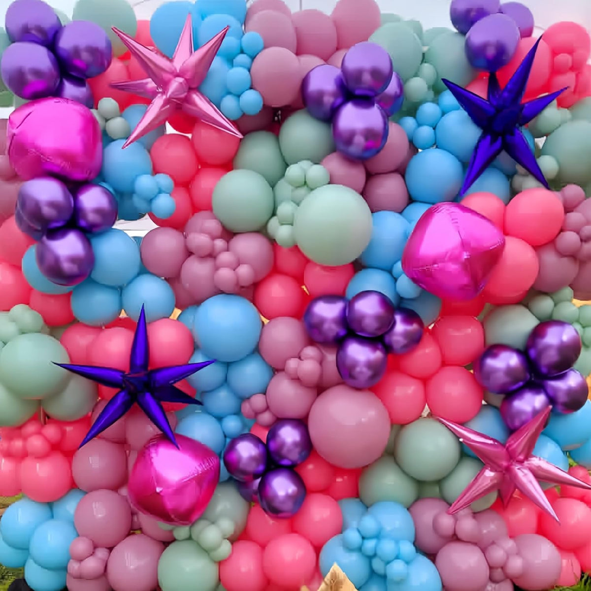 Pink Star Balloons 12pcs, 27/22 Inch Foil Star Explosion Balloons, Large Spike Mylar Cone Balloon