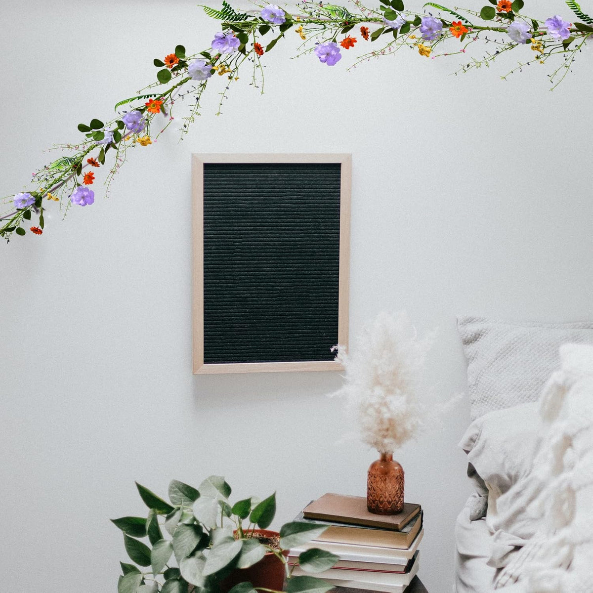 2PCS Artificial Daisy Garland, 6FT Faux Flower Hanging Vine, Purple Flowers Ivy, Spring Garland