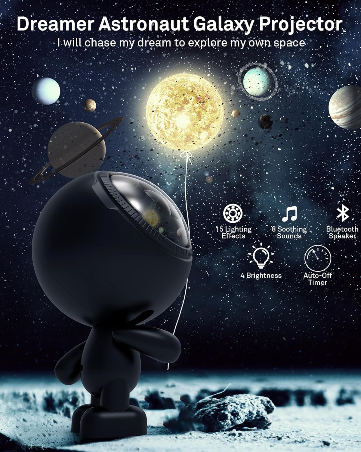 AIRIVO Star Projector,Astronaut Galaxy Projector Night Light Bluetooth Speaker with Remote,White