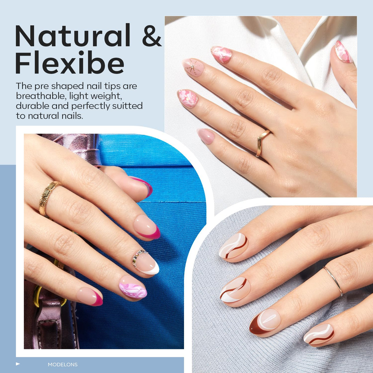 modelones Extra Short Almond Gel Nail Tips Kit, 9-in-One Nail Glue with Portable U V Lamp 216Pcs