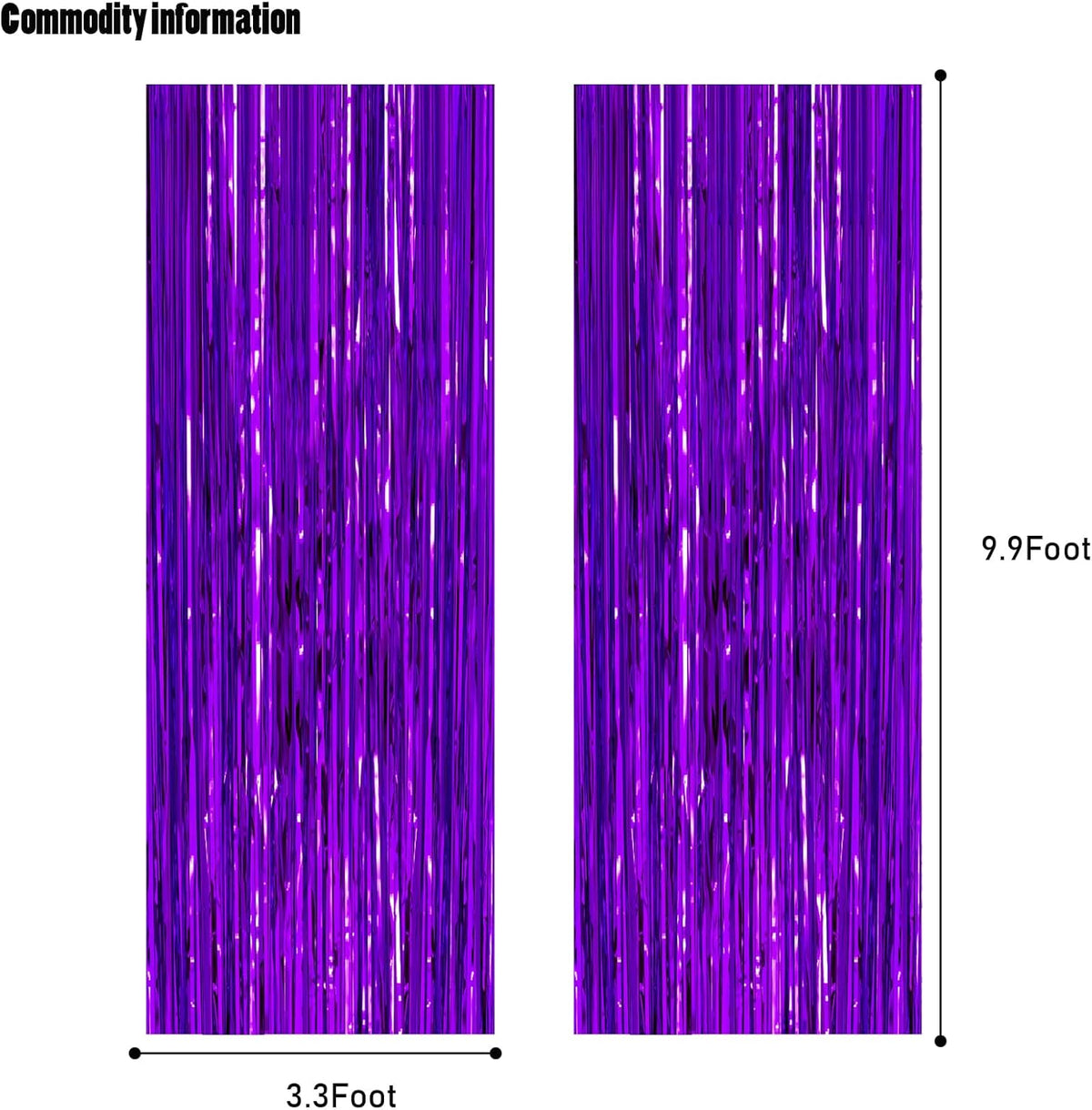 CANREVEL 2 Pack 3.3x8.2 Feet Purple Foil Fringe Backdrop Curtains, Tinsel Streamers for Mermaid
