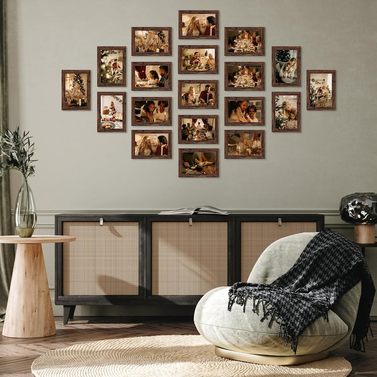 PETAFLOP Wooden Bulk 4x6 Picture Frame Set of 18, Rustic Brown Photo Frames Fits 4 by 6 for Wall or