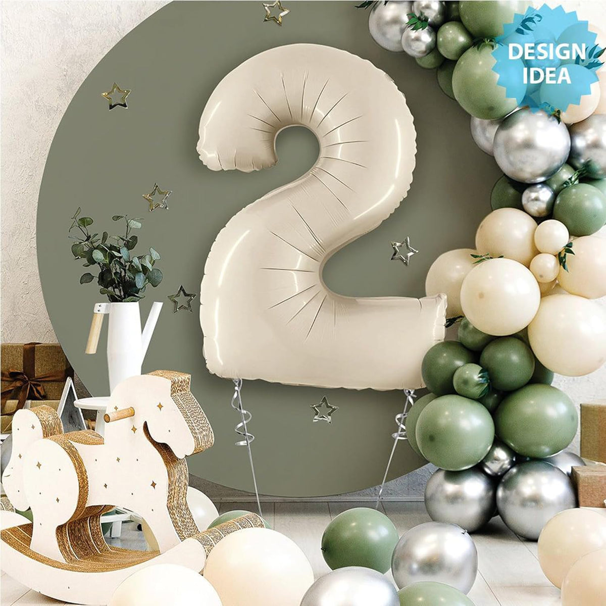 40 Inch Cream White Number Foil Balloons 2 for Kids Birthday Party LargeSelf Inflating Foil Numbe