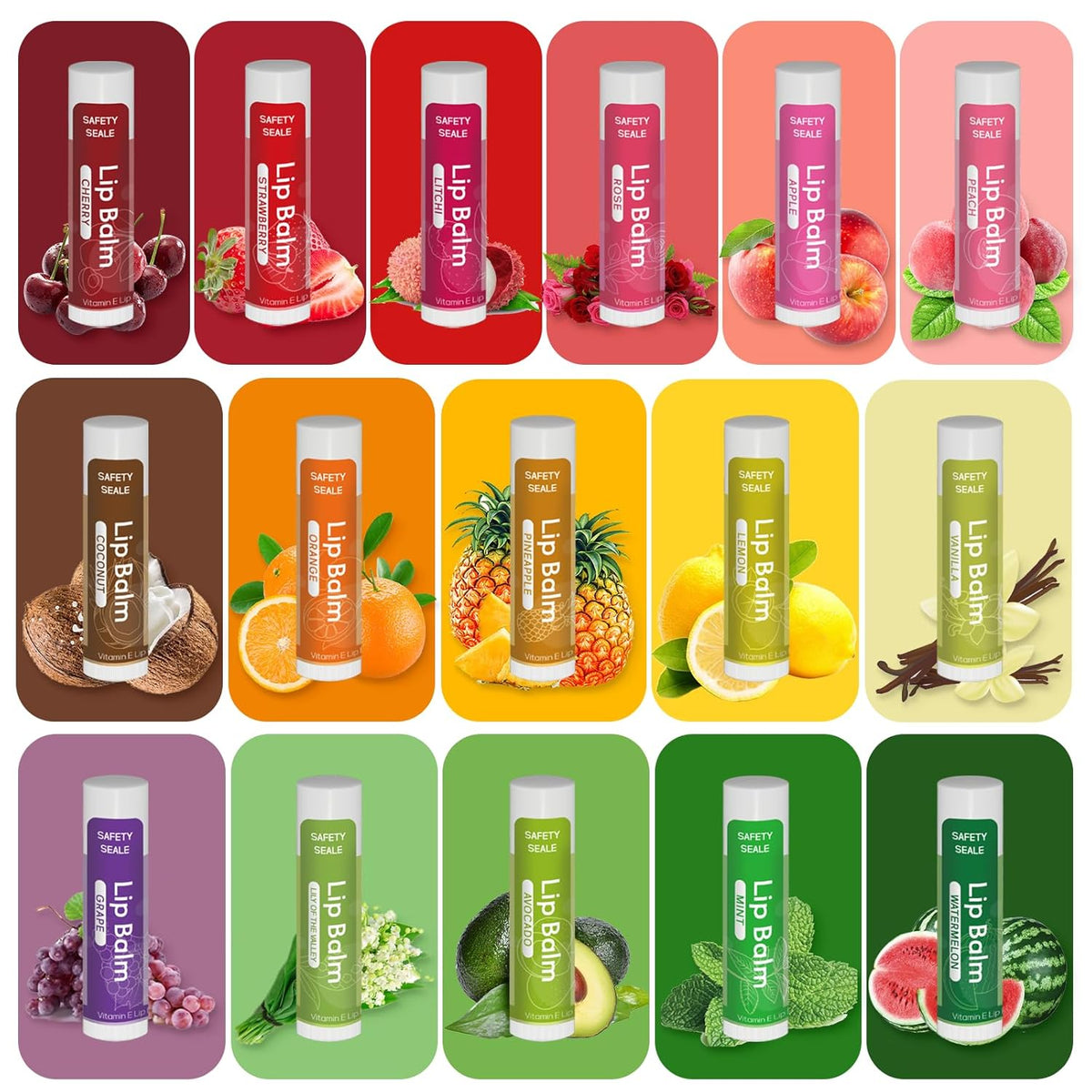 64 Pack Natural Lip Balm Bulk with Vitamin E and Coconut Oil - Moisturizing Dry Cracked Lips, Mini
