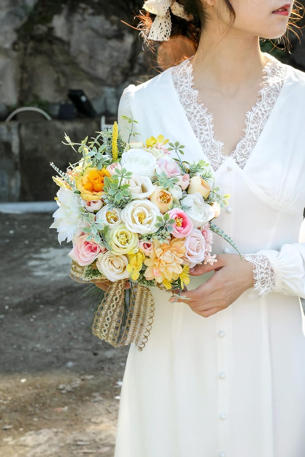 Serra Flora Artificial Wedding Flowers Bouquets Centerpieces Faux Flowers Combo for Fake Flowers