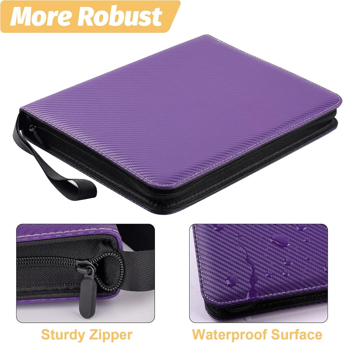 4 Pocket Card Binder, Premium Zip Trading Card Binder, 400 Double Sided Pocket PU Card Collection