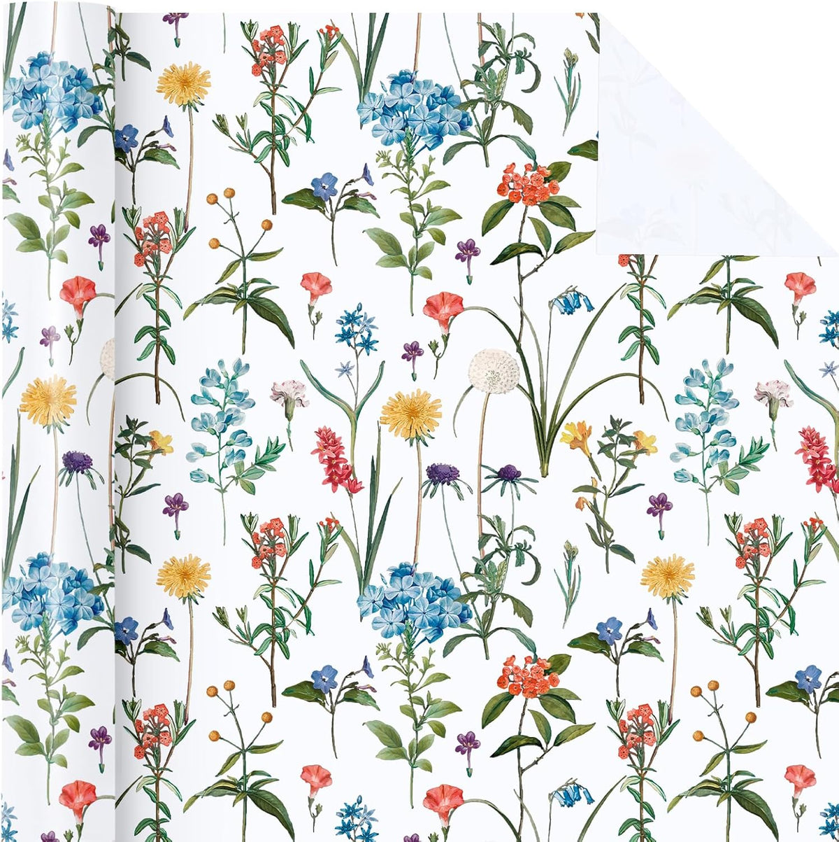 WRAPAHOLIC Floral Wrapping Paper Roll - Mini Roll - 17 Inch x 33 Feet - Wildflower Wrapping Paper