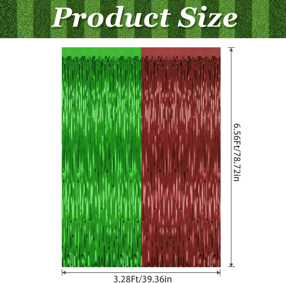 2 Pack Football Party Decorations,3.28 Ft x 6.56 Ft Football Tinsel Backdrop,Brown Green Foil