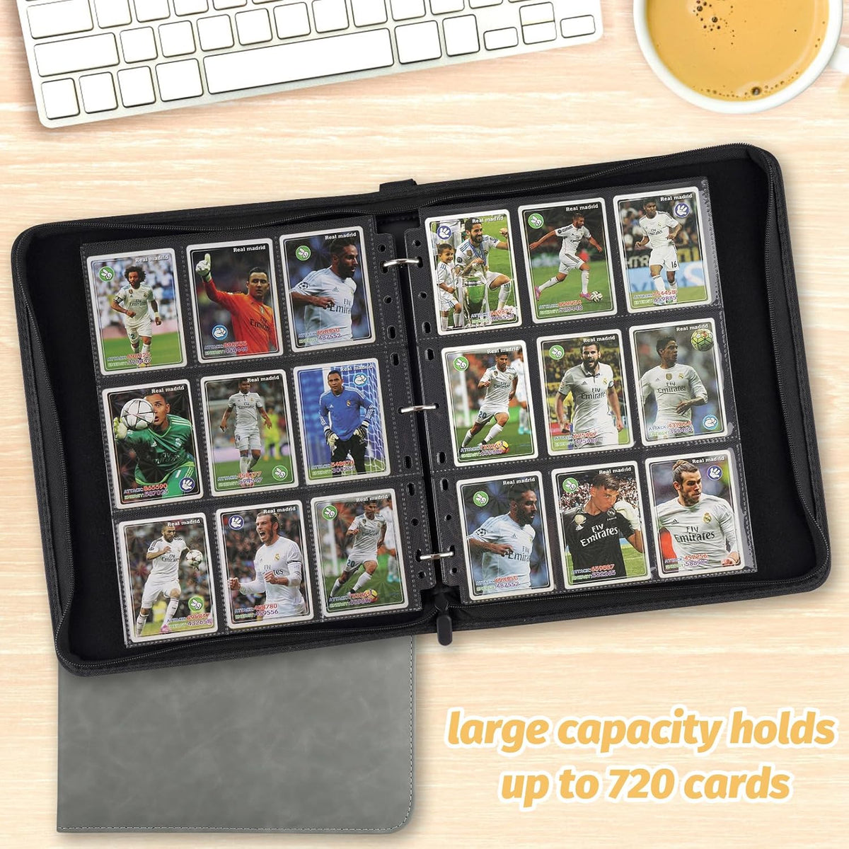 Trading Card Binder, Premium 9 Pocket Card Binder, 720 Double Sided Pocket PU Collection Binder