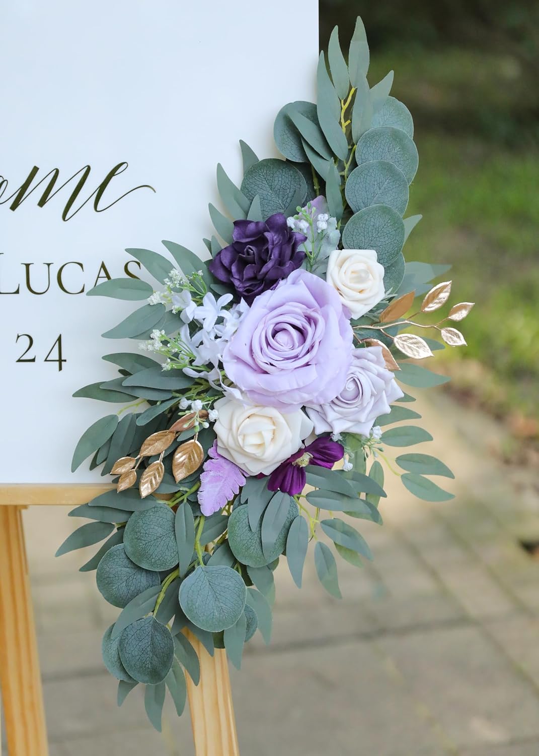Artificial Lilac Wedding Arch Flowers Swags Set of 2 for Wedding Welcome Signs Floral and Reception