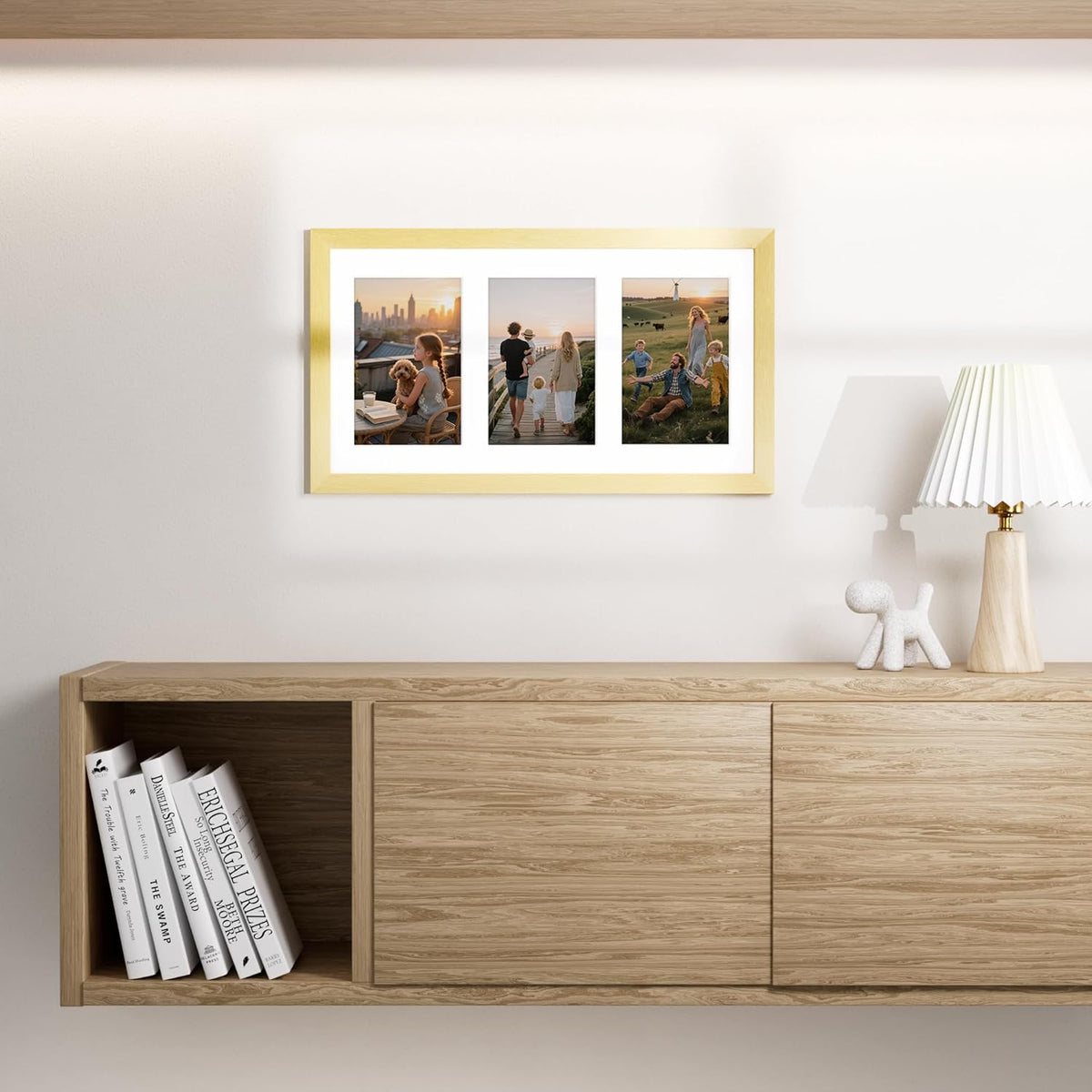 Vittanly 8x14 Picture Frames Collage, Displays 3Pcs 4x6 Pictures with Mat, Collage Picture Frame