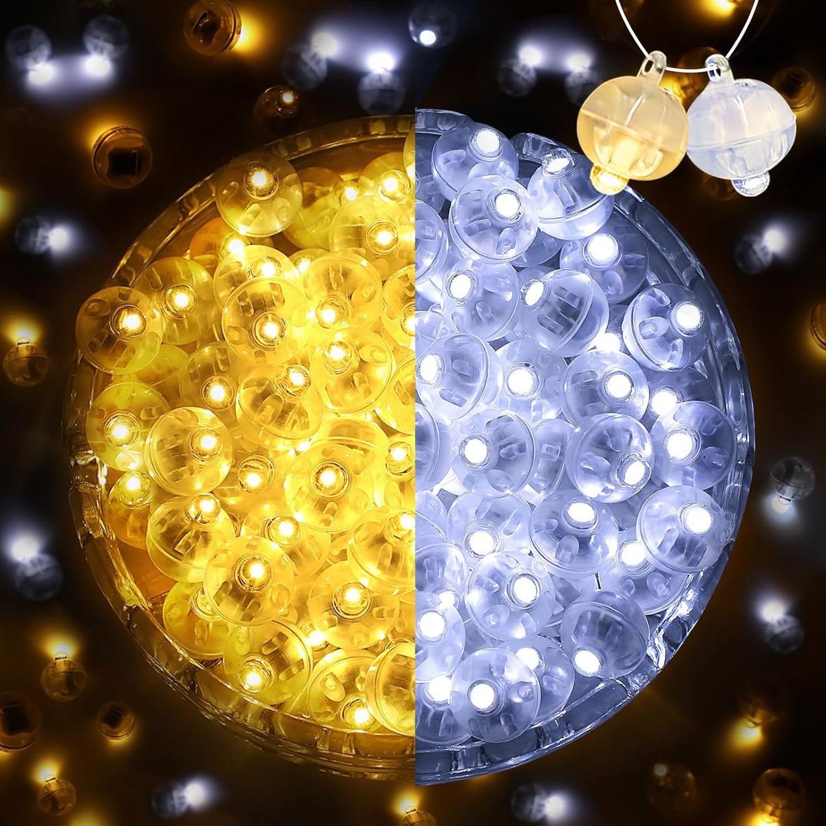 ZGWJ 200PCs Mini Led Lights with Hooks,Long Standby Time Balloons Light, Mix Colors for Party