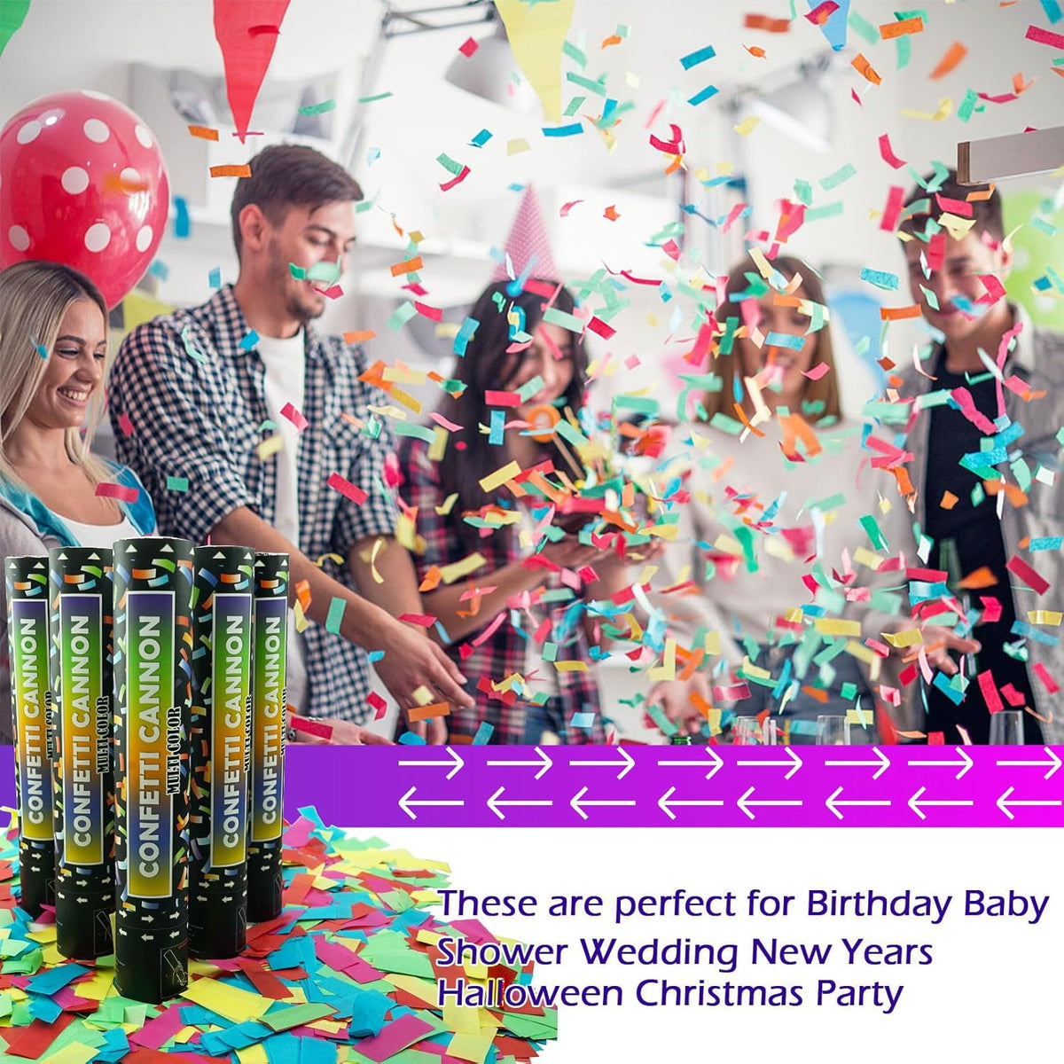 12 Inch Confetti Cannon Multicolor Confetti Popper Party Shooter for Wedding Birthday Graduation