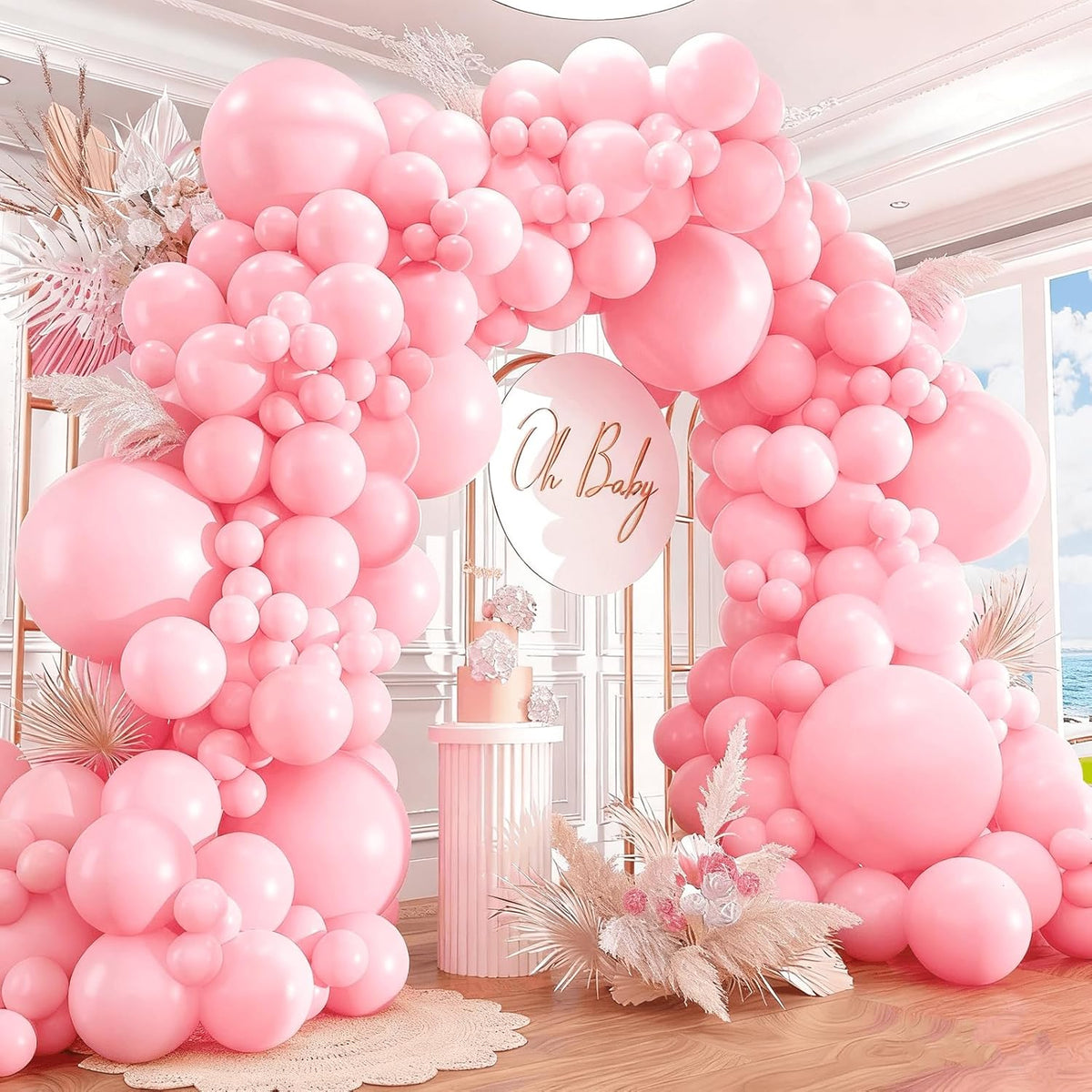 412pcs Pastel Pink Balloon Garland Arch Kit 18 12 10 5 Inch Different Sizes Light Pink Latex