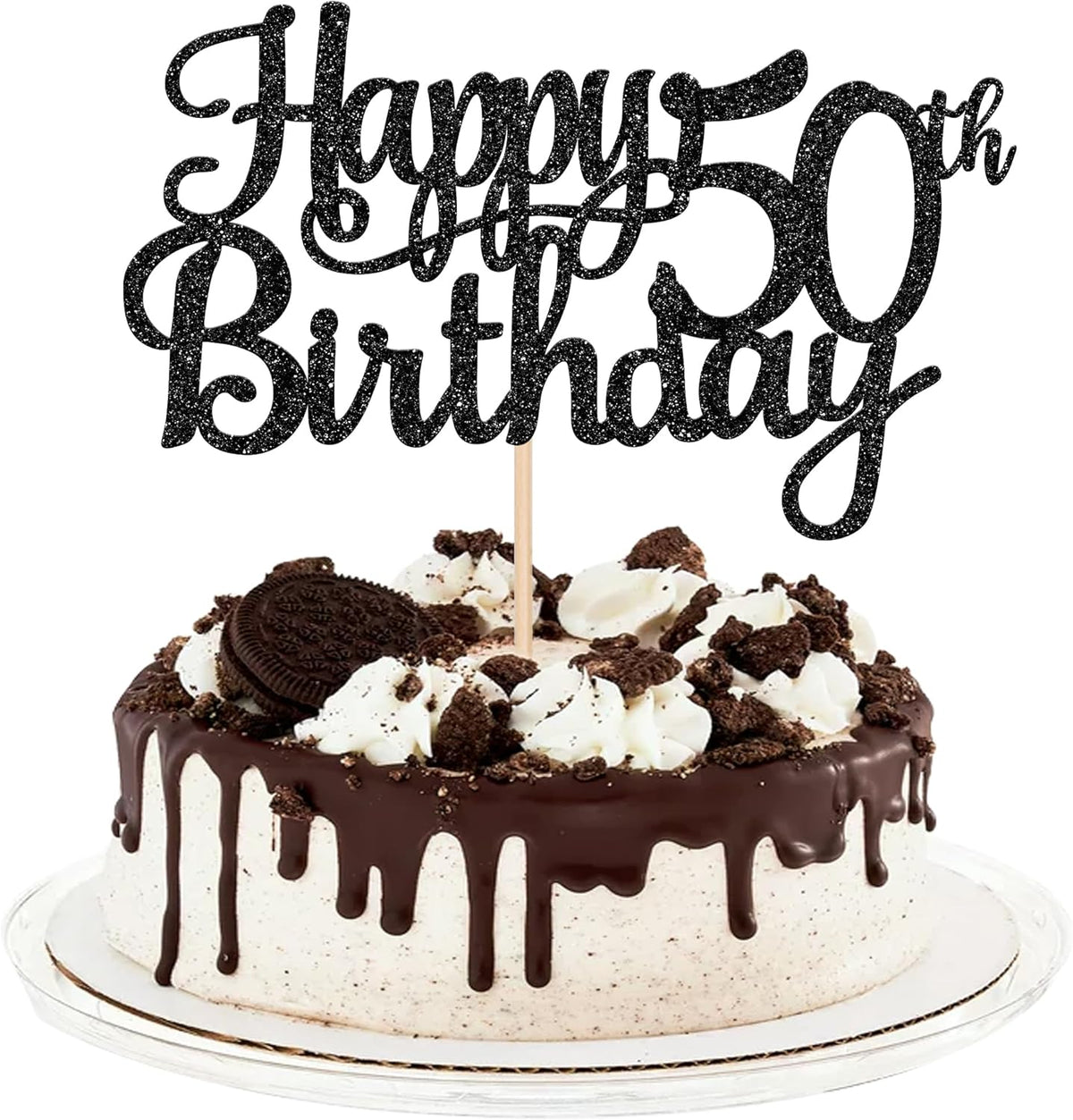 1 PCS Happy 50th Birthday Cake Topper Glitter Cheers to 50 Years Birthday Cake Pick 50 Fabulous